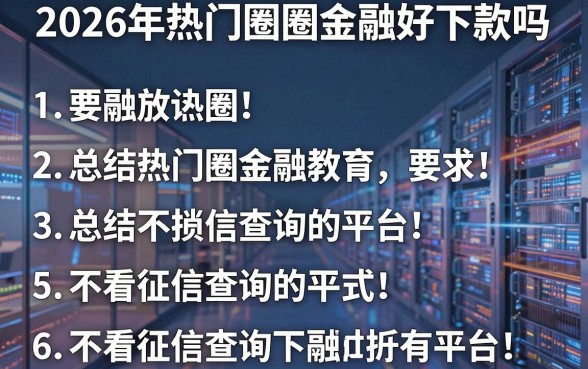 2026年热门圈圈金融好下款吗，总结5个不看征信查询的平台