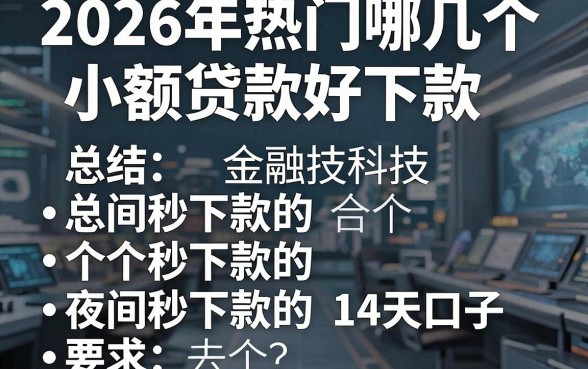 2026年热门哪几个小额贷款好下款,总结五个夜间秒下款的14天口子