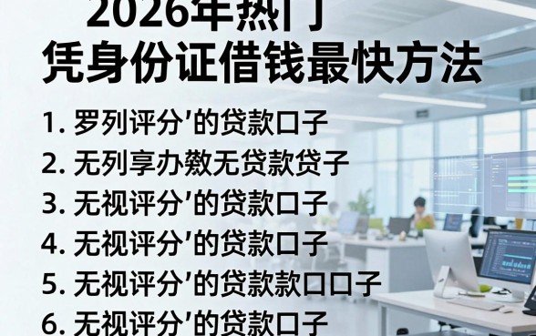 2026年热门凭身份证借钱最快方法,罗列五个无视评分的贷款口子