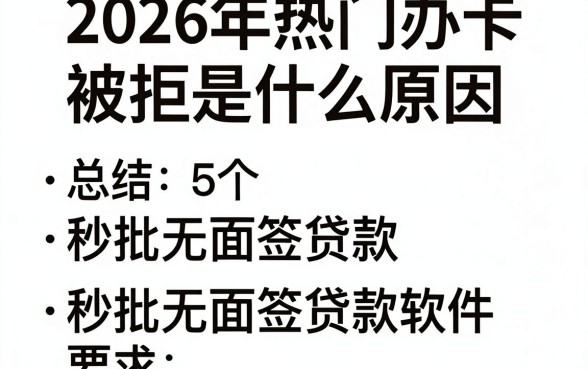 2026年热门办卡被拒是什么原因，总结5个秒批无面签贷款软件