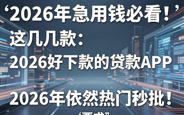 2026年急用钱必看!这几款2026好下款的贷款APP,2026年依然热门秒批