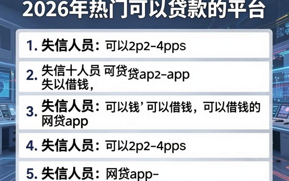 2026年热门可以贷款的平台,整理5个失信人员可以借钱的网贷app