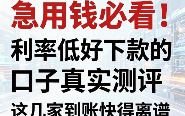急用钱必看!利率低好下款的口子真实测评,这几家到账快得离谱