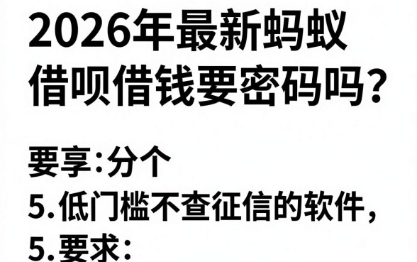 2026年最新蚂蚁借呗借钱要密码吗，分享5个低门槛不查征信的软件