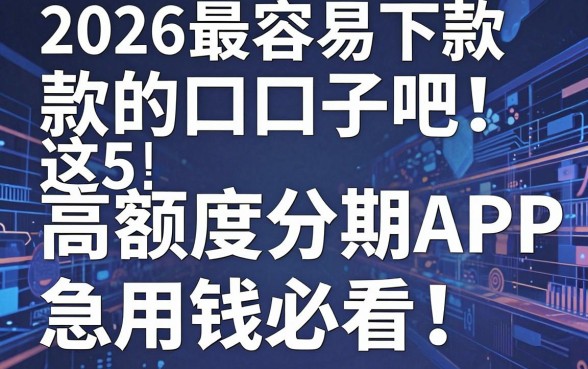 2026最容易下款的口子吧!这5款高额度分期APP,急用钱必看