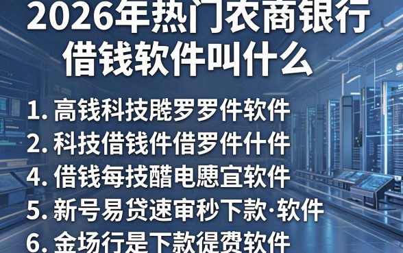 2026年热门农商银行借钱软件叫什么,罗列5个新号易贷速审秒下款软件
