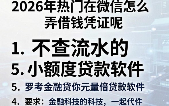 2026年热门在微信怎么弄借钱凭证呢,罗列5个不查流水的小额度贷款软件