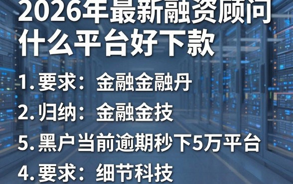 2026年最新融资顾问什么平台好下款,归纳5个黑户当前逾期秒下5万平台