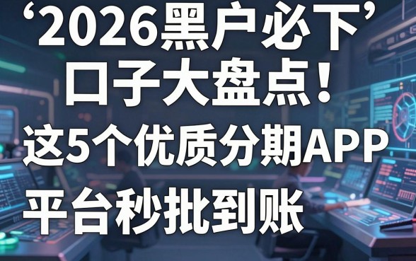 2026黑户必下口子大盘点！这5个优质分期APP平台秒批到账