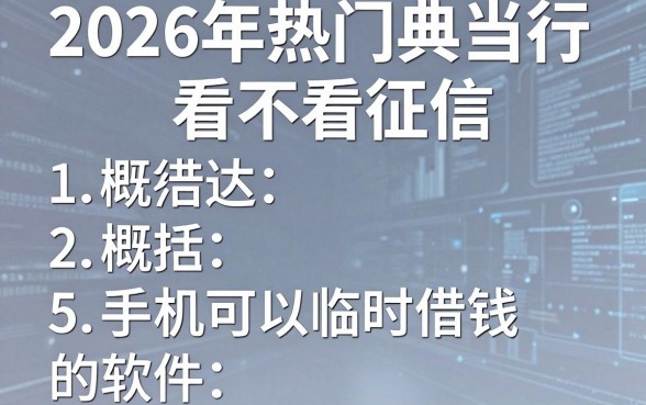 2026年热门典当行看不看征信,概括5个手机可以临时借钱的软件
