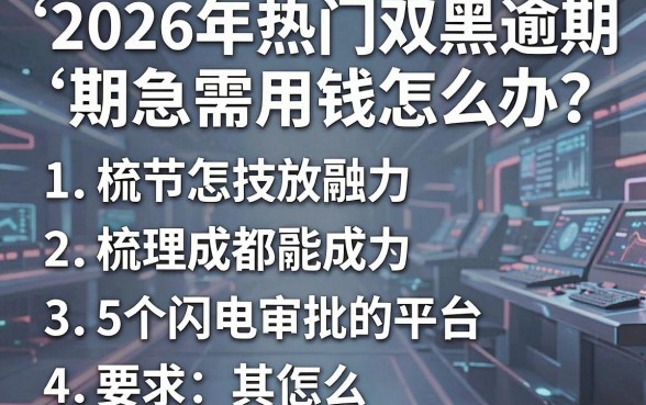 2026年热门双黑逾期急需用钱怎么办，梳理5个闪电审批的平台