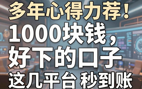 多年心得力荐！1000块钱好下的口子，这几家平台秒到账