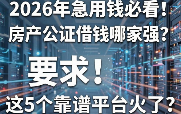 2026年急用钱必看!房产公证借钱哪家强?这5个靠谱平台火了!