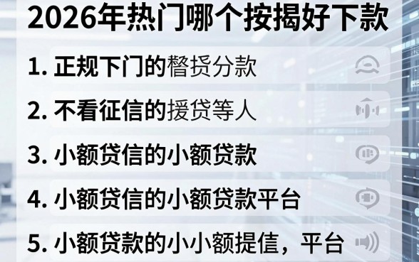 2026年热门哪个按揭好下款，整合五个正规不看征信的小额贷款平台