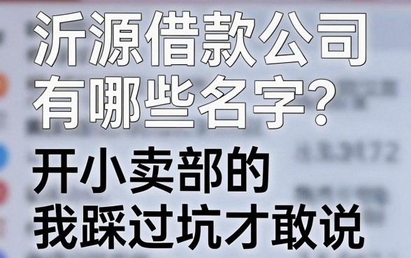 沂源借款公司有哪些名字?开小卖部的我踩过坑才敢说