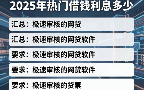 2025年热门借钱利息多少，汇总五个极速审核的网贷软件