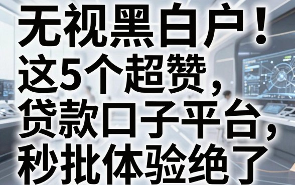 无视黑白户！这5个超赞贷款口子平台，秒批体验绝了