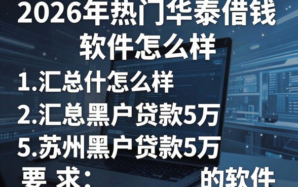 2026年热门华泰借钱软件怎么样，汇总5个苏州黑户贷款5万的软件