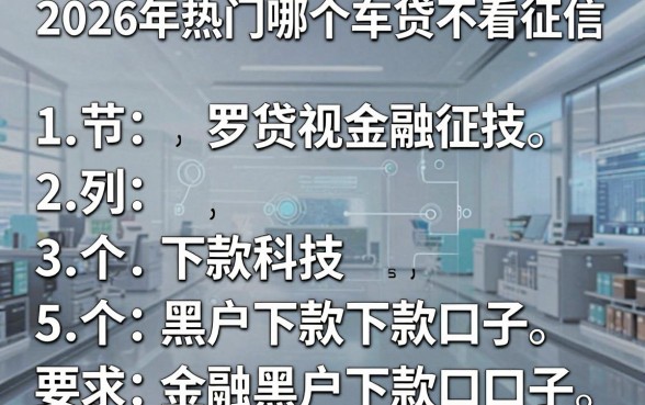 2026年热门哪个车贷不看征信,罗列五个黑户下款口子