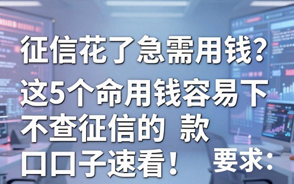 征信花了急需用钱?这5个命用钱容易下款不查征信的口子速看!