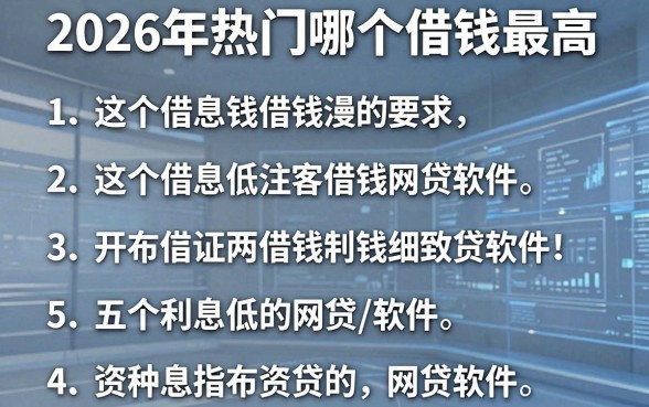 2026年热门哪个借钱最高,梳理五个利息低的网贷软件