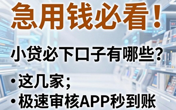 急用钱必看!小贷必下口子有哪些?这几家极速审核APP秒到账!