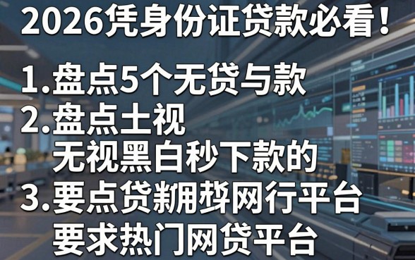 2026凭身份证贷款必看！盘点5个无视黑白秒下款的热门网贷平台