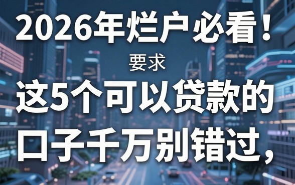 2026年烂户必看！这5个可以贷款的口子千万别错过