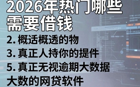 2026年热门哪些需要借钱，概括5个真正无视逾期大数据的网贷软件