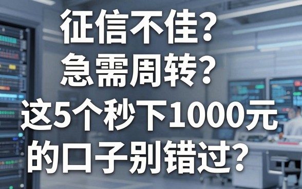 征信不佳急需周转?这5个秒下1000元的口子别错过!