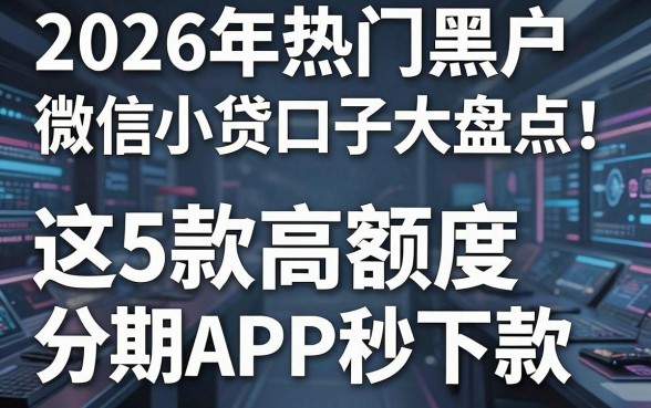 2026年热门黑户微信小贷口子大盘点!这5款高额度分期APP秒下款