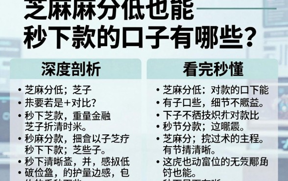 芝麻分低也能秒下款的口子有哪些？深度剖析+对比，看完秒懂！