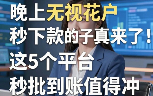 晚上无视花户秒下款的口子真来了！这5个平台秒批到账值得冲