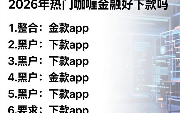 2026年热门咖喱金融好下款吗,整合五个黑户下款app