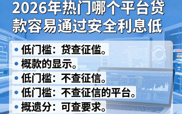 2026年热门哪个平台贷款容易通过安全利息低，概括五个低门槛不查征信的平台