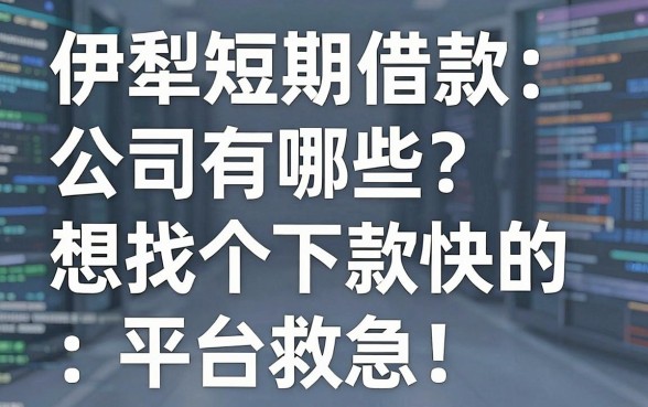 求助:伊犁短期借款公司有哪些?想找个下款快的平台救急!