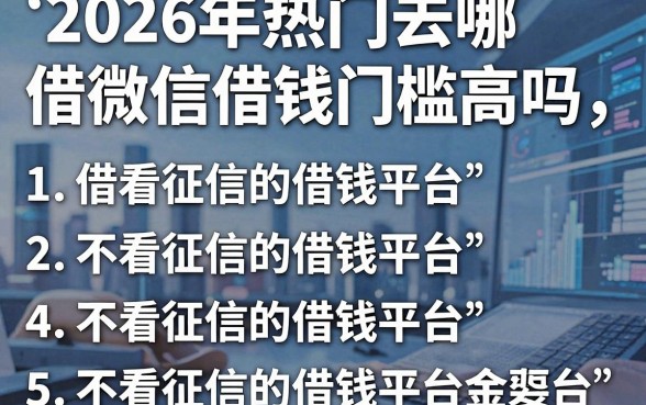 2026年热门去哪借微信借钱门槛高吗,概括5个不看征信的借钱平台