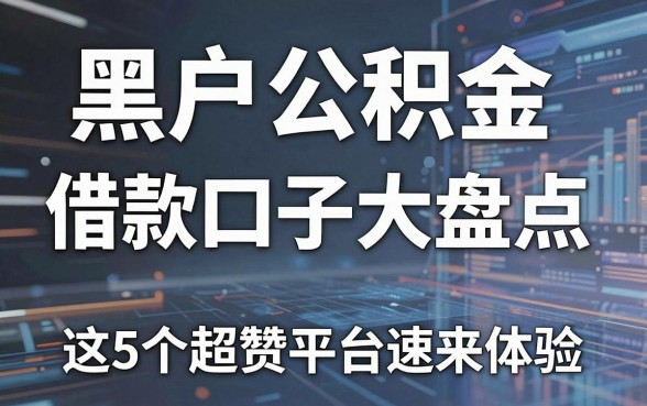 黑户公积金借款口子大盘点，这5个超赞平台速来体验！