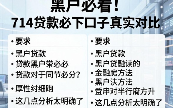 黑户必看！714贷款必下口子真实对比，这几点分析太明确了