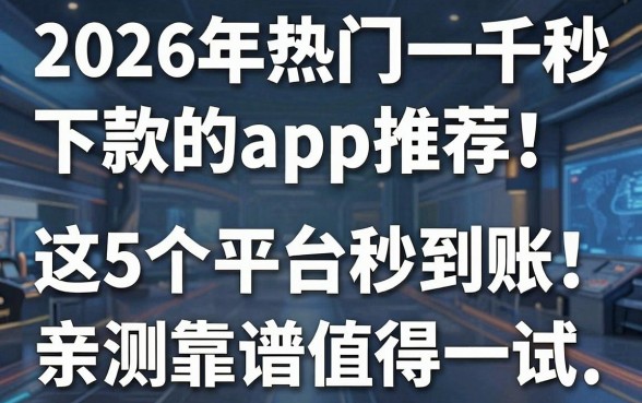 2026年热门一千秒下款的app推荐！这5个平台秒到账，亲测靠谱值得一试！
