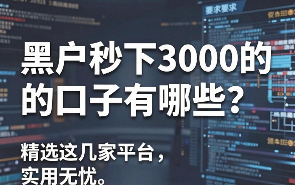 黑户秒下3000的口子有哪些?精选这几家平台,实用无忧!