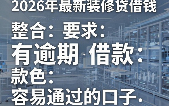2026年最新装修贷借钱，整合五个有逾期借款容易通过的口子