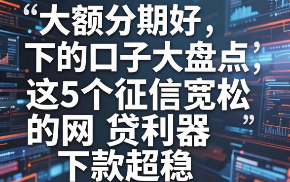 大额分期好下的口子大盘点，这5个征信宽松的网贷利器下款超稳！