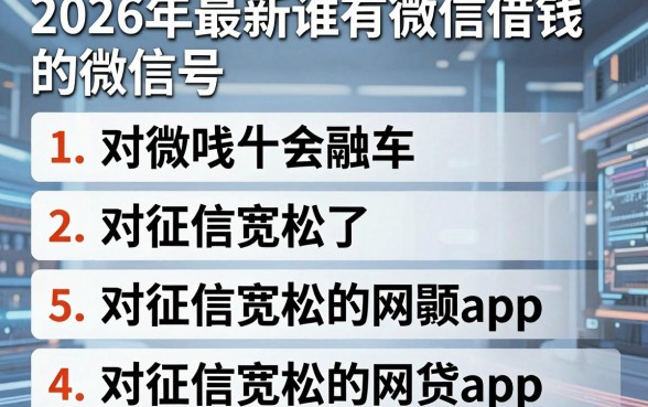 2026年最新谁有微信借钱的微信号，归纳五个对征信宽松的网贷app