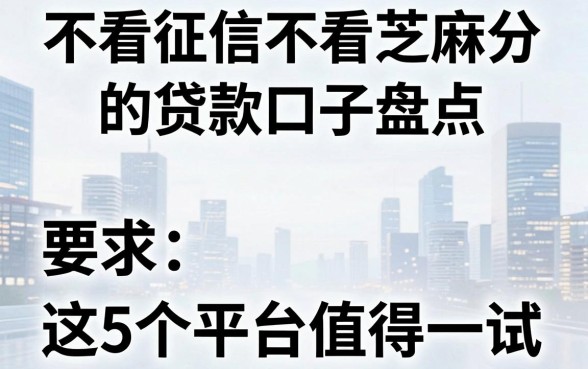 不看征信不看芝麻分的贷款口子盘点，这5个平台值得一试！