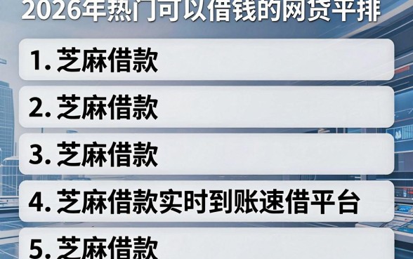 2026年热门可以借钱的网贷平台排名,整理5个芝麻借款实时到账速借平台