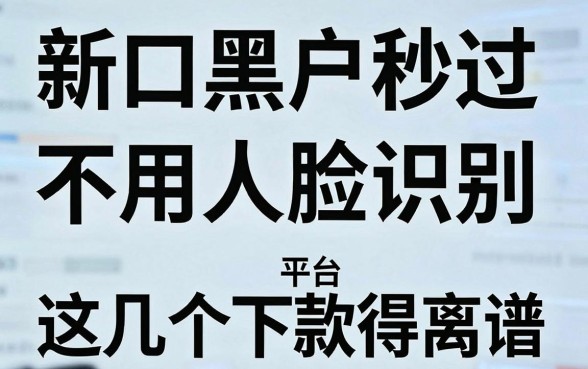 新口子黑户秒过不用人脸识别，这几个平台下款快得离谱！