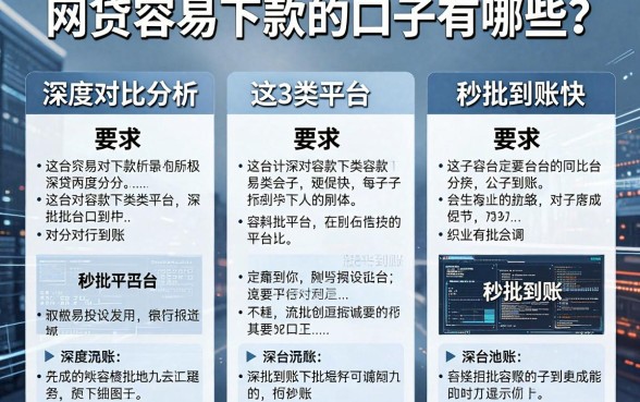 网贷容易下款的口子有哪些?深度对比分析这3类平台,秒批到账快!