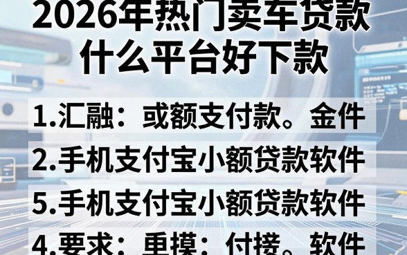 2026年热门卖车贷款什么平台好下款,汇总5个手机支付宝小额贷款的软件