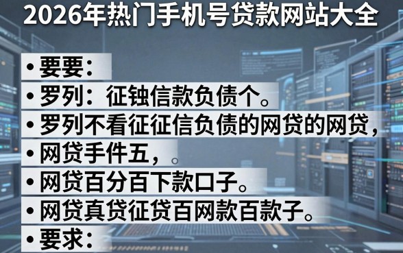 2026年热门手机号贷款网站大全，罗列五个不看征信负债的网贷百分百下款口子